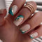 Kryzalite® 24 Stück Marmor-Kurznägel zum Aufdrücken, quadratische Form, zum Aufkleben auf die Nägel für Frauen, mittellange künstliche Nägel mit Motiven, Cyan-Nude