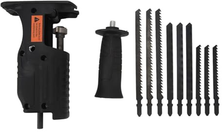 Säbelsägen-Adapter Set mit Bohraufsatz, 9 Sägeblättern, Kunststoff und Legierung, Universell Tragbar, Adjustable Schnitttiefe und Winkel