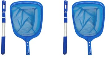 2 Set Poolreiniger Teleskopstange für Whirlpool Teich Wartung Reinigung Werkzeug Skimmer Netz und Stange, 27 x 43 cm