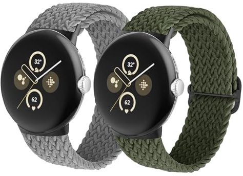 2 pezzi cinturino in nylon intrecciato per Google Pixel Watch 3/Pixel Watch 2 1,cinturini elastici regolabili Soprt cinturino di ricambio traspirante per Google Pixel Watch 2 1/Pixel Watch 3 cinturino