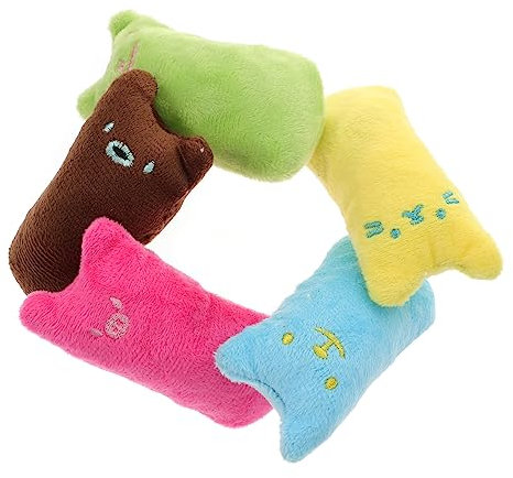 FONDOTIN Katzenminzen-Spielzeug-Set 5-teilig Katzenminzen-Kissen Spielzeug Katzenspielzeug Haustier-Beißspielzeug mit Katzenminze gefülltes Haustierspielzeug