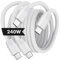 MoKo 240W USB C to C Cable, 2Pack 6.6ft Nylon Braided Fast Charging Cord for iPhone 15 Series, MacBook Pro 2020, Samsung Galaxy S24, White