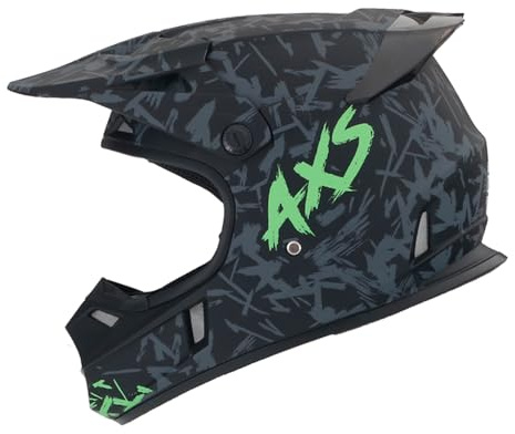 Woljay Motocross Dirtbike Helm Motocrosshelme Offroad Helm Street BMX MX Integralhelme für Unisex-Erwachsene Jugendliche und Kinder DOT ECE (L,Green AXS)