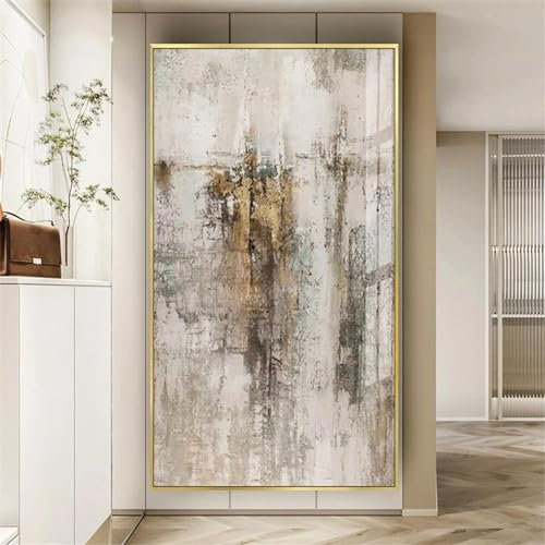 HOLEILUCK Lienzo abstracto moderno arte de la pared pintura al óleo lienzo pintura mural dorado cuadros para el hogar sala de estar hotel decoración de la pared 100x200cm/39x79in sin marco
