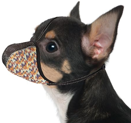JOYPAWS Maulkorb XS für extra kleine Hunde, verhindert Beißen, Kauen, Bellen. Weiches Air-Mesh, reflektierend, verstellbar, voller Schutz für Pflege & Ausflüge, Orange