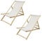 ECD Germany 2er Set Liegestuhl klappbar aus Holz, 3 Liegepositionen, Beige, bis 120kg, Gartenliege Sonnenliege Relaxliege Strandliege Liege Strandstuhl Klappstuhl, für den Garten, Terrasse und Balkon