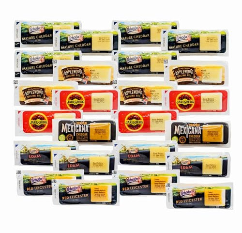 Assorted Mini Selection for Cheese Board - Pack of 25 Individually Wrapped 5 Different Flavour Cheese Portions Great with Chutney or Jam for Lunch Box, Cheese Gift Set, Hampers for Men or Birthday