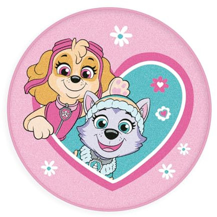 Herding Rundteppich Paw Patrol, Ø 80 cm, Weicher Teppich, Rund, Anti-Rutsch-Effekt, Vorderseite: 100% Polyamid