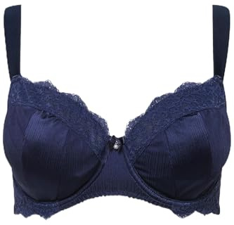 Ulla Popken Damen große Größen Übergrößen Plus Size Bügel-BH, ohne Softcups, Satin, Spitze Nachtblau 105E 830416139-105E