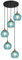 KCO Lighting Modern Blue Glass Kronleuchter Globe Cluster Pendelleuchte Schwarz und Gold Küche Pendelbeleuchtung Nordic Ribbed Glass Pendelleuchte Große Runde Kronleuchter