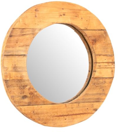 CREEDWOOD Runder WANDSPIEGEL Rondo | 50cm, Massivholz | Holzspiegel, Flurspiegel, Rundspiegel, Wohnzimmer Spiegel, rustikaler Badezimmer Spiegel