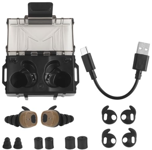 WQZXM 2024 New Bluetooth Earbuds Outdoor Hunting Shooting Earbuds Tactical Headset Electronic Hearing Protection NRR26db(TAN)