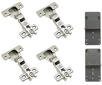 LOOTICH 105 Grado Mezza Battuta Esterna Cerniere per Porte 35 mm senza Ammortizzatore con Chiusura Automatica Cucina Cerniera Armadio Porta per Ante Mobili 4 Pezzi