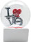 Schneekugel Liebe mit Herz | Schriftzug Love auf Sockel weiß eck | Glas Schüttelkugel | Höhe 12 cm, Breite 10 cm | Geschenk Valentinstag Partnertag | 10007