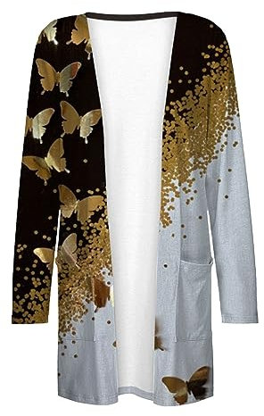 Generico Cardigan Nero Donna Lana Cardigan a Maniche Lunghe da Donna Cardigan Aperto sul Davanti Aperto con Cardigan Leggero Spolverino Casual Esterno da Donna Coprispalle Fucsia (A, XL)