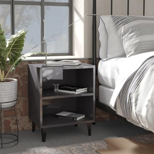 FUDUGEHMIOFWFJJ nachttisch,nachttische,nachttisch boxspringbett,Nachttische mit Metallbeinen 2 STK. Hochglanz-Grau 40x30x50 cmGeeignet für Schlafzimmer Wohnzimmer Lagerung