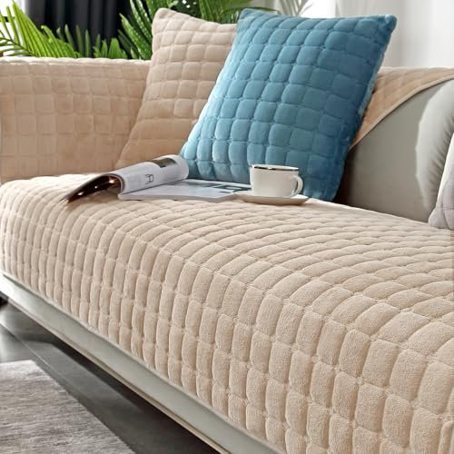 Alishomtll Sofabezug 1/2/3/4 Sitzer, Weich Universelle Sofaschoner Sofa Überzug, L Form Couch Überzug, Hund Katze Anti-rutsch Sofaüberwurfe Sofaschoner für Wohnzimmer (Kamel, 70x150cm)