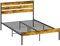HOMCOM Doppelbettrahmen 140 x 200 cm Bett 2 Personen Industriebett Doppelbett mit Stauraum unter dem Bett, Lattenrost, Kopf- und Fußteil - aus Holz und Stahl, dunkle Holzoptik und Schwarz