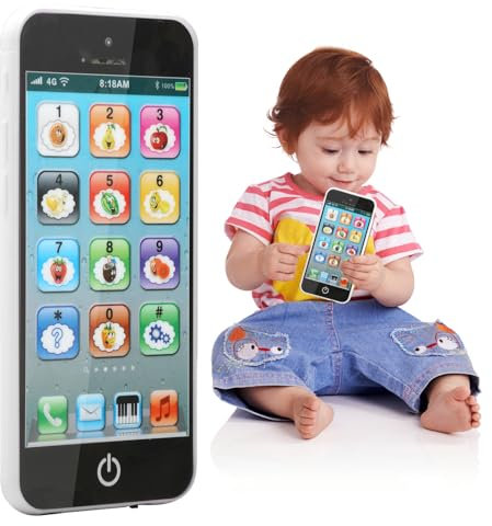 Toy Phone for Baby 12 to 18 Months 8 Function Models with LED Lights Fake Phone Toys for 1-6 Years Old Boys and Girls , Early Educational English Learning for Birthday Gifts for Infants and Toddlers