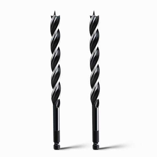 hsawbit Wood Drill Bits, 2pcs x 20mm x 230mm Auger Drill Bit Extra Long Drill Bits Wood Plastic, Drywall Woodworking Hole Drill Bit