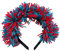 SkyPOOU Haarreif für Partys, Puff Pompons, Haarband, 4. Juli, Musikfestival, patriotische Party, Haarreif für alle Altersgruppen. Farbe 2. Ca. 56–58 cm