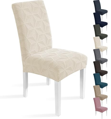 Ystyle Stretch Stuhlbezug 4er Set, Universale Elastische Stuhlbezüge, Waschbar Chair Covers, Dekoration Hussen Für Stühle, Komfort-Stuhl Überzug, Stuhlbezug Für Haus Hotel Bankett, Beige