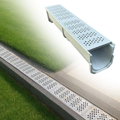 HDZNDH Gutter Trench Drain System,French Drain Kit For Yard,yard Channel Trench Drains For Driveways,Convenient Assembly,for Patio Commercial Landscaping