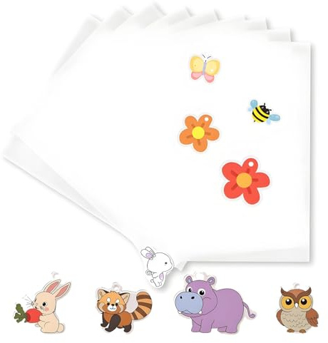 CALLYSONIC 10 Stück A4 Schrumpffolie Durchscheinend, 0.3mm Schrumpffolien Set zum Basteln, Schrumpfende Plastikfolien, Schrumpfkunstpapier für Schlüsselanhänger, DIY Handwerk als Geschenken