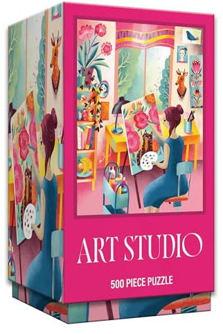 RoseArt - Vertical Visions - Art Studio 500 Piece Jigsaw Puzzle - Vibrant Artist Studio Puzzle for Adults