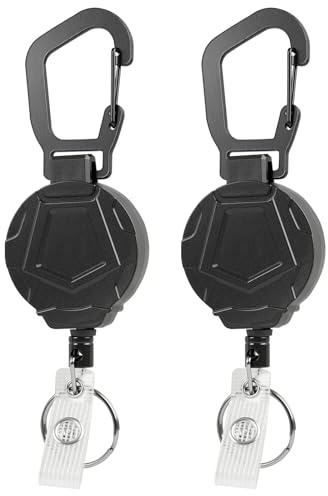 leruiyezs 2pcs Schlüsselanhänger Ausziehbar Mit 24-Zoll-Stahlschnur Und Karabiner, Einziehbarer Schlüsselanhänger Heavy Duty, Schlüsselband Ausziehbar Für Ausweis Jojo Oder Schlüssel Im Büro