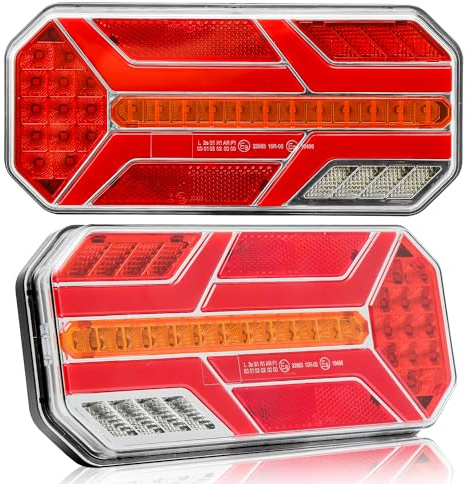 DARKGUARD Led Trailer Lights Rear 12V 24V Trailer Tail Light Caravan Rear Light Led Truck Lights 7 Functions Fog/Tail Lamp/Brake/Turn Signal/Reversing/Number Plate/Reflector ECE IP67