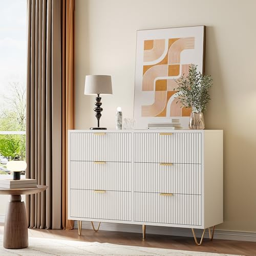 FEEOHOME Aufbewahrungsmöbel, Schubladenschrank, Tiefe 30 cm, Kommode mit 6 Schubladen, Kinderzimmer, Kommode mit Kippschutz für Schlafzimmer, Wohnzimmer, Eingangsbereich (6 Schubladen)