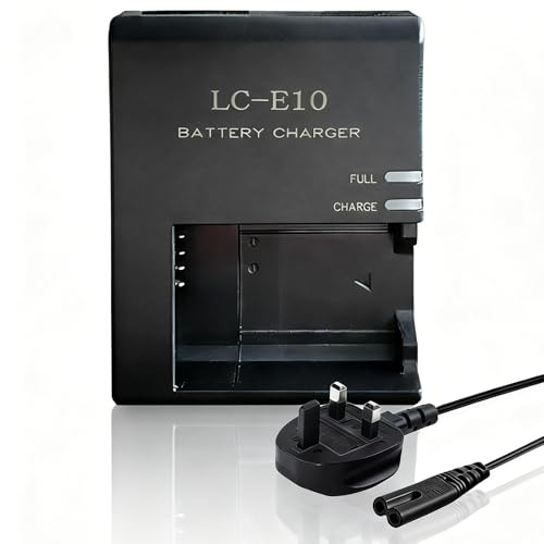LC-E10 Charger for Canon, Quick Charger for Canon EOS Rebel T7 T6 T5 T100 & 4000D 3000D 2000D, LP-E10 Battery Charger with LED Indicator & Auto Safety Cut-Off (1 pc black)