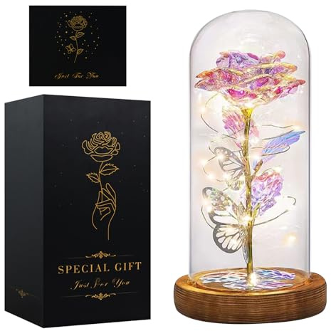 Seachrgif Ewige Rose Weiß,Glasrose Geschenk Muttertags für Frauen Mama,Oma,Junge Frauen,Freundin,Ehefrau,Schwiegermutter,Schwester Geburtstag(Weiß)