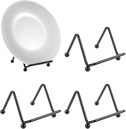 CIATBYYJ 4 Pcs 2 Inch mall Display Stand for Display, Mini Black Metal Easel Stand for Picture, Book, Photo & Collectibles, Small Plate Holder Stands for Decorative Plate and Artistic Work