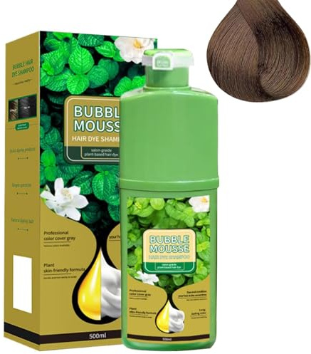 Bubble Mousse Haarfärbeshampoo 500 ml, Schaumhaarfarbstoff, Bubble Mousse Shampoo, Coloration, Pflegende Intensivtönung mit Glanz-Reflex-Balsam, Casting Crème Gloss Haarfarbe (Kastanienbraun)