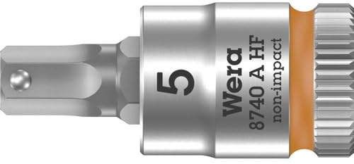Wera 05003335001 8740 A HF Zyklop Bitnuss mit 1/4-Antrieb mit Haltefunktion, 5.0 x 28 mm, Leuchtorange