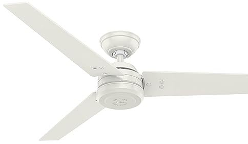 HUNTER FAN Ceiling Fan Protos 132 cm Indoor and Outdoor, and Wall control, Fresh White, 3 Reversible Blades Fresh White and Light Stripe Ideal for Summer or Winter, Model 50623