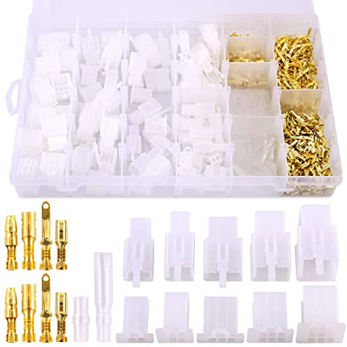 Glarks Lot de 700 connecteurs à sertir de 2,8 mm, 2, 3, 4, 6 et 9 broches de 2,8 mm et 30 ensembles de cosses de 4 mm pour moto, vélo, voiture, bateau