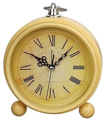 GMMH Retro Analog Wecker, Ohne Ticken, Tischuhr Nachttischuhr (14-2) Alarmwecker Vintage Retro Nostalgie aus Metall, Antik Standuhr Schreibtischuhr Uhr Tischwecker mit Alarm, Weckuhr