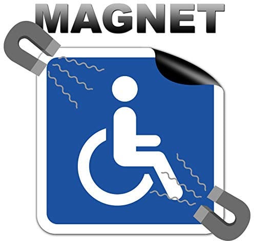 1x Magnetschild Rollstuhlfahrer 10x10cm + 2x Rollstuhlfahreraufkleber, Behindertenschild Magnetfolie Auto Rollstuhl von STROBO