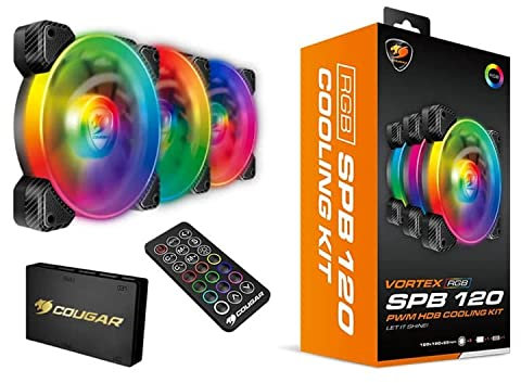 Cougar Gaming - Kit de refrigeración SPB RGB 3 ventiladores + caja Core Box LED + mando a distancia SPBRGBCOOLINGKIT