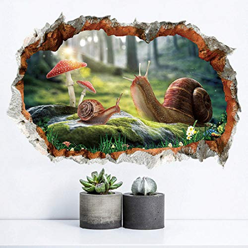 [Heatboywade] 3D Gebrochene Wand Schnecke Wandaufkleber Für Kinderzimmer Schlafzimmer Kinderzimmer Wandtattoo Tapete Poster Kunst Wohnkultur Dc8 60 * 90 Cm