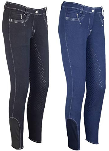 LAZURA Emma - Pantalones de equitación para Mujer (Silicona), Color Negro