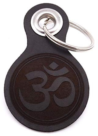 Samunshi® Om Schlüsselanhänger Leder Gravur Motiv für Männer und Frauen Individuell Schlüssel Anhänger Geschenk 8x4,8cm dunkel braun/graviert