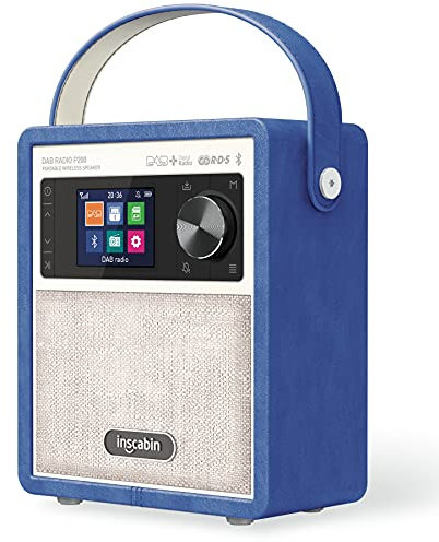 Inscabin P200 Tragbarer DAB/DAB+/FM-Digitalradio/mit Bluetooth, Stereoklang, schönes Design, Doppelwecker, wiederaufladbarer Akku,(Blau)