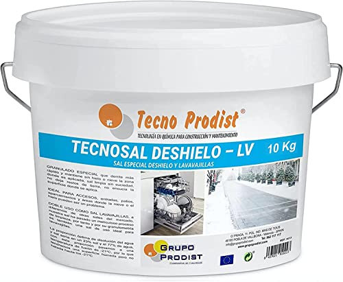 TECNOSAL Enteiser (10 kg) Streusalz zum Schmelzen von EIS und Schnee im Winter, ideal zum Auftauen von Wegen, Einfahrten, Parkplätzen oder Straßen, doppelt verwendbar, Geschirrspülsalz, im Eimer