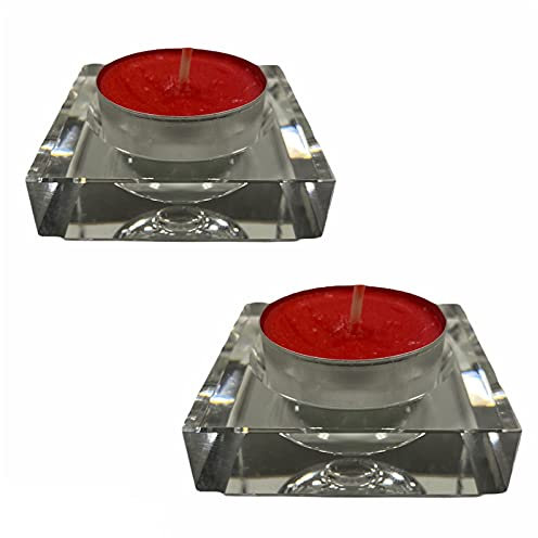 Teelichhalter Kerzenhalter aus Kristall Glas Deko Dekoration eckig Designer Kerzen für Teelichter und Kugelkerzen geeignet (2)