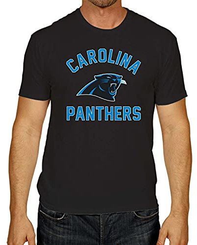 Team Fan Apparel NFL Gameday Pro Fußball-T-Shirt für Erwachsene, leicht, ohne Etikett, halbpassendes Fußball-T-Shirt (Carolina Panthers - Schwarz, Erwachsene Small)