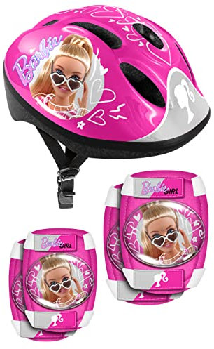 Stamp, Helmet + Elbow & Knee Pads Barbie Ragazza, rosa, 50-56 cm